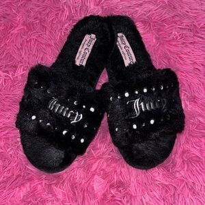 Y2K Juicy Couture Slip-On Open Toe Black Slippers Women Size 9